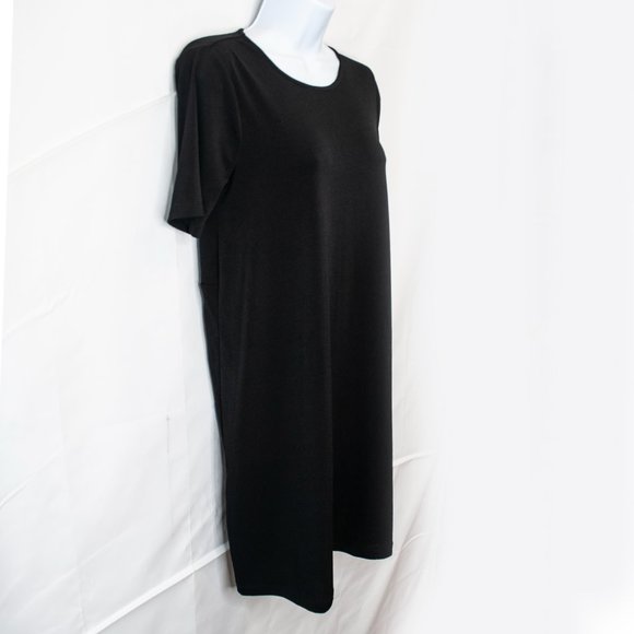 Asos Maternity Back Pleated Shift Dress Women 6 Black Short Sleeve Keyhole Q09X - Picture 2 of 5